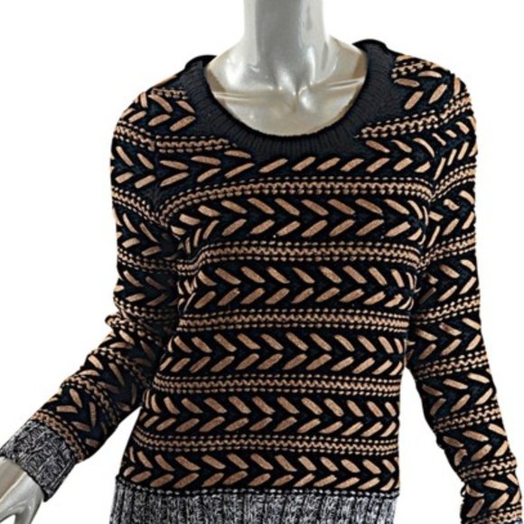 Lambswool Sweater Knit Dress Chevron Metallic - Picture 2 of 4